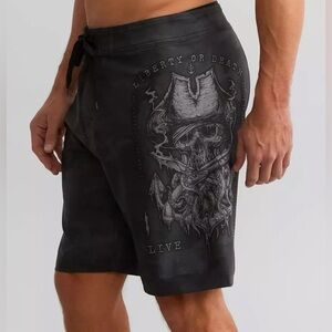 Howitzer Camo Print Skull Flag Stretch Boardshorts Size 40 Patriot Military